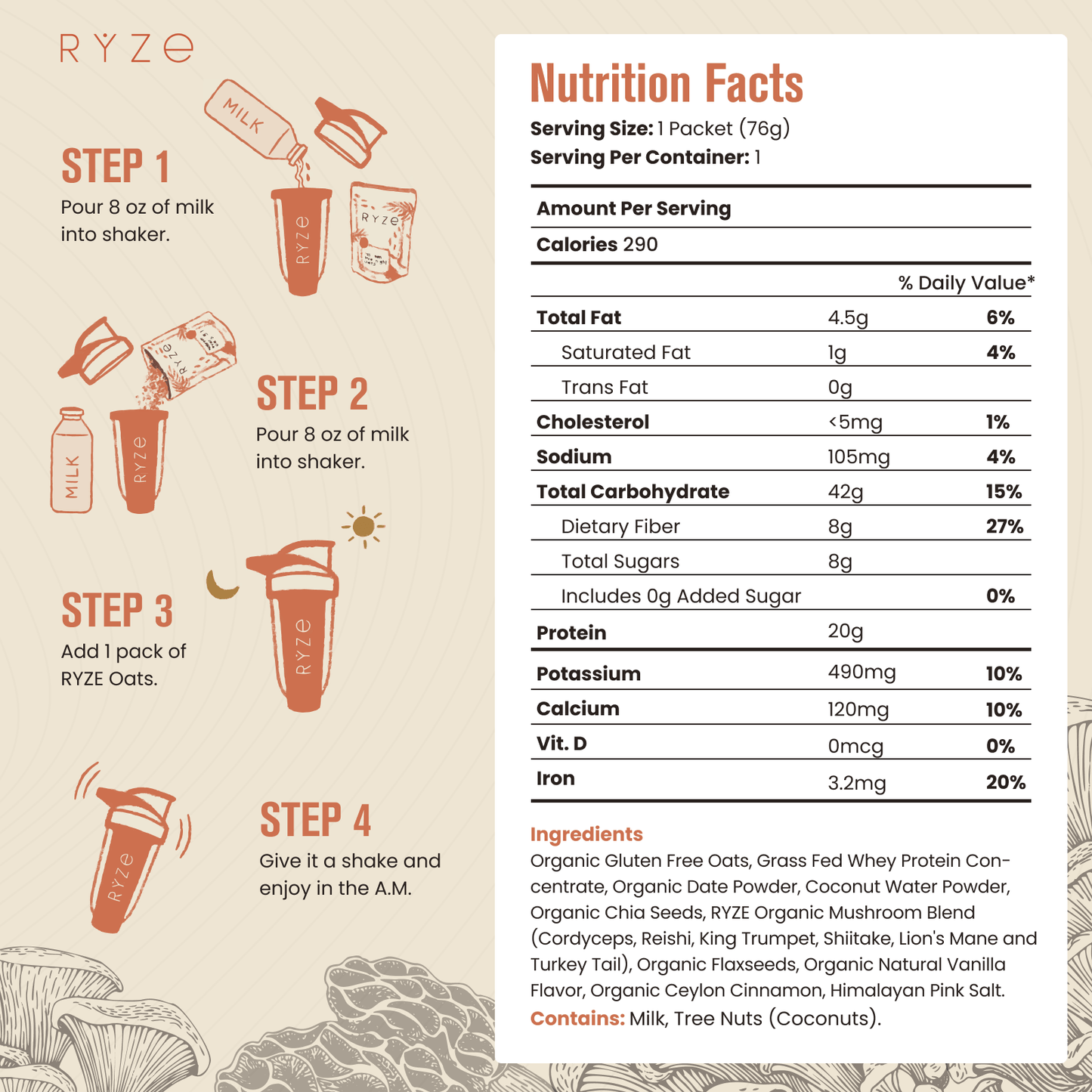 Mushroom Overnight Oats Pack (14 Servings) F5