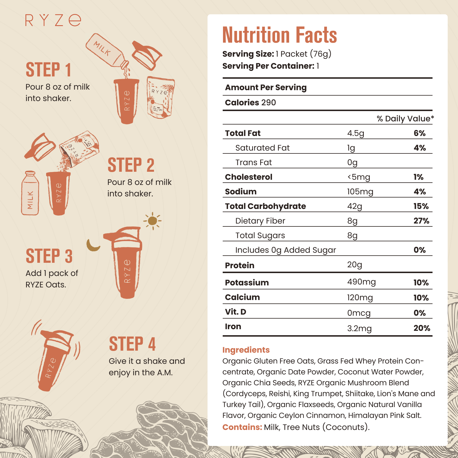 Mushroom Overnight Oats Pack (14 Servings) F5